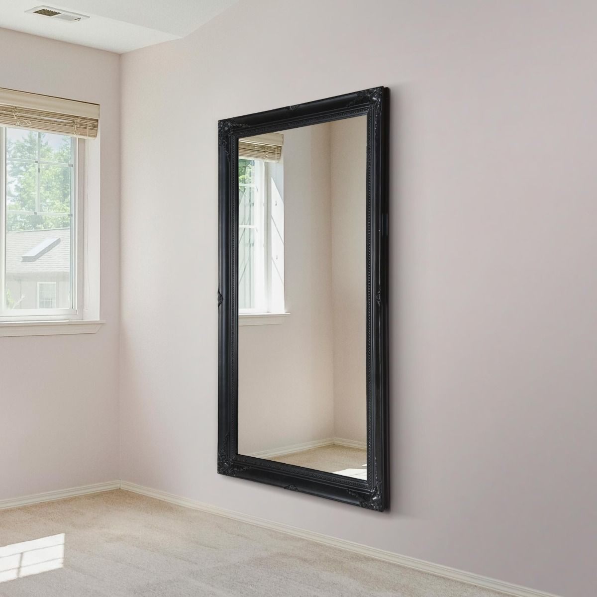 Large Oval Black Chalked Framed top Mirror