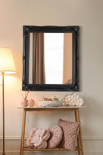 Hamilton Black Shabby Chic Design Small Mirror 76 x 66 CM