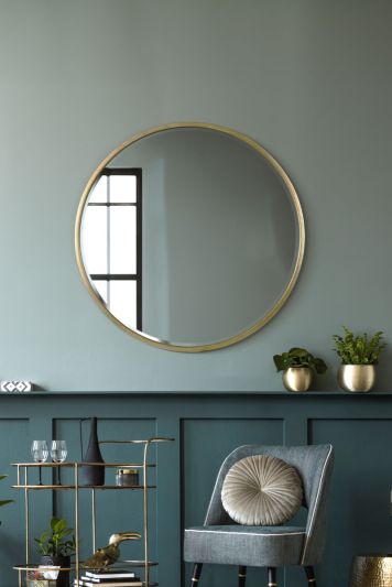 Rowan Gold Elegant Modern Bevelled Round Mirror 100 x 100 CM