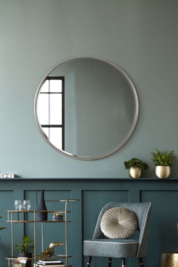 Rowan Silver Elegant Modern Bevelled Round Mirror 100 x 100 CM