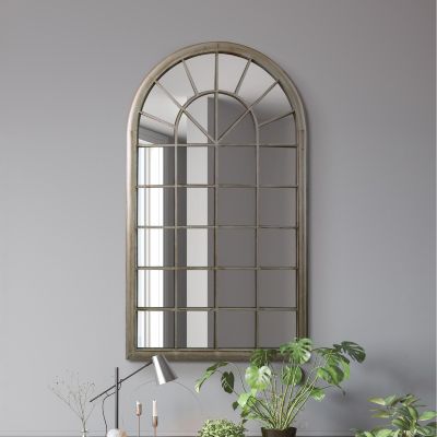 The Somerley - Country Rustic Framed Arched Leaner Metal Wall Mirror 51" X 30" (129CM X 76CM)
