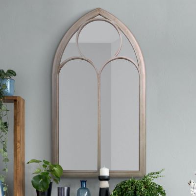 The Somerley - Extra Large Rustic Metal Chapel Arched Decorative Wall or Leaner Mirror Stone Colour 60" X 32" (150CM X 81CM)