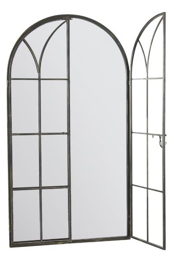 MirrorOutlet Extra Large Metal Arch shaped Opening Window Wall Mirror 160cm X 85cm