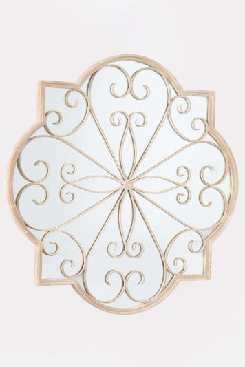 Rose Petal shaped Metal Decorative Window Garden Cream Mirror 90cm X 90cm