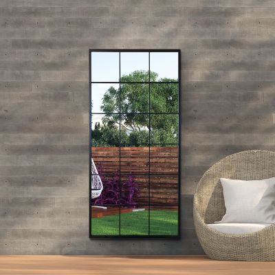 The Genestra - Black Modern Window Garden Wall Mirror 69" X 33" (174CM X 85CM)