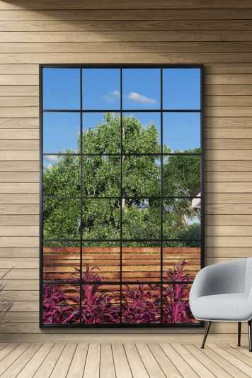The Genestra - Black Modern Window Garden Wall Mirror 69" X 43" (174CM X 110CM)