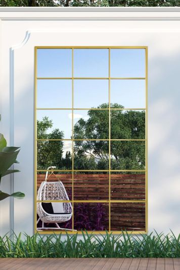 The Genestra - Gold Modern Window Garden Wall Mirror 79" X 47" (200CM X 120CM)