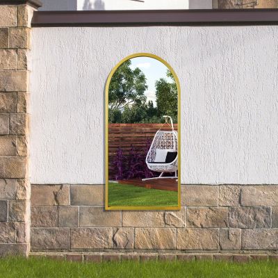 The Arcus - Gold Metal Framed Arched Garden Wall Mirror 47" X 23.5" (120CM X 60CM)