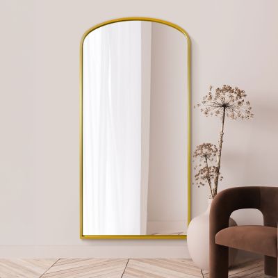 The Angustus - Gold Metal Framed Arched Wall Leaner Mirror 79"x39" (200x100CM)
