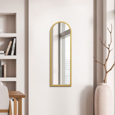 The Arcus - Gold Metal Framed Arched Wall Mirror 47" X 16" (120CM X 40CM)