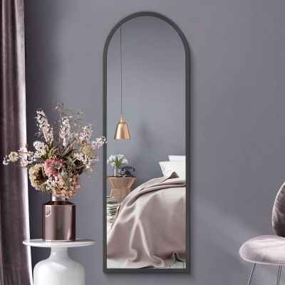 The Arcus - Black Framed Arched Leaner/Wall Mirror 63" X 21" (160CM X 53CM)