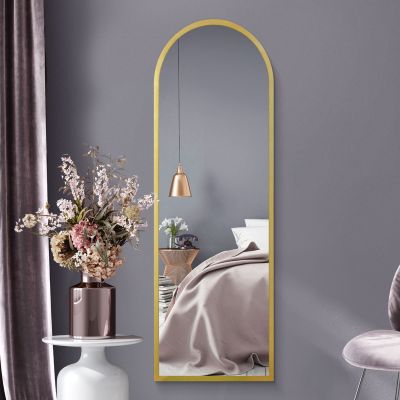 The Arcus - Gold Framed Arched Leaner/Wall Mirror 63" X 21" (160CM X 53CM)