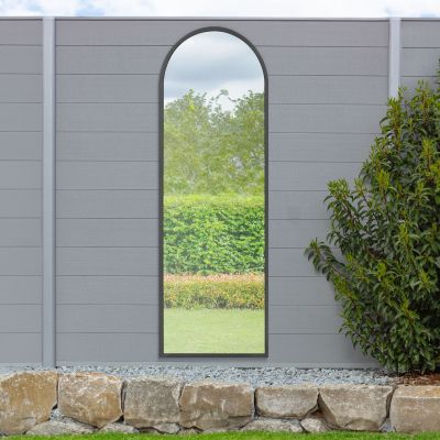 The Arcus - Black Framed Arched Garden Wall Mirror 71" X 24" (180CM X 60CM)