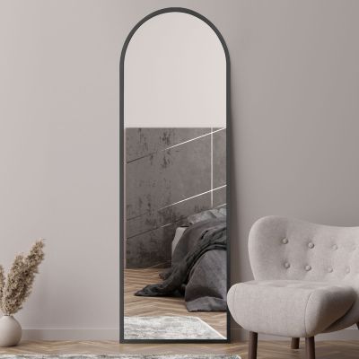 The Arcus - Black Framed Arched Leaner/Wall Mirror 71" X 24" (180CM X 60CM)