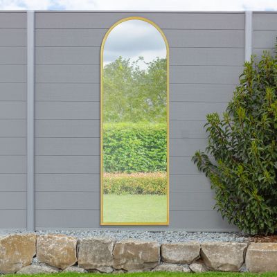 The Arcus - Gold Framed Arched Garden Wall Mirror 71" X 24" (180CM X 60CM)