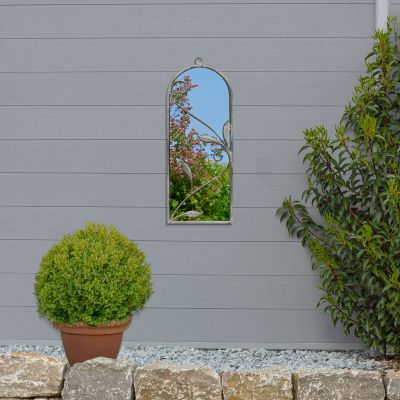 The Arcus - Concrete Colour Metal Frame Arched Garden Mirror 25" x 9" 64 x 24CM