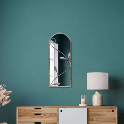 The Arcus - Concrete Colour Metal Framed Arched Wall Mirror 25"x 9" (64 X 24CM)