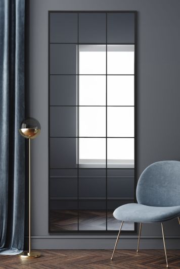 The Fenestra - Black Modern Window Leaner / Wall Mirror 79" X 31" (200CM X 80CM)