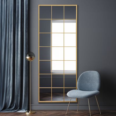 The Fenestra - Gold Modern Window Leaner / Wall Mirror 79" X 31" (200CM X 80CM)