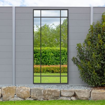 The Genestra - Black Contemporary Wall & Leaner Garden Mirror 71"x 33" 180x85cm