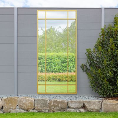 The Genestra - Gold Contemporary Wall & Leaner Garden Mirror 71"x 33" 180x85cm