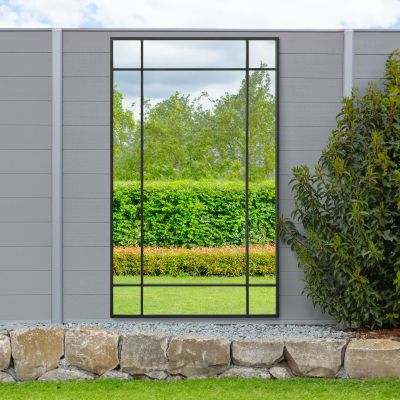 The Genestra - Black Contemporary Wall & Leaner Garden Mirror 71"x 43" 180x110cm