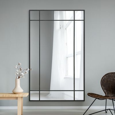 The Fenestra - Black Contemporary Wall and Leaner Mirror 71" X 43" (180 x 110CM)