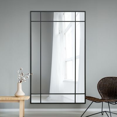 The Fenestra - Black Contemporary Wall and Leaner Mirror 79" X 47" (200 x 120CM)