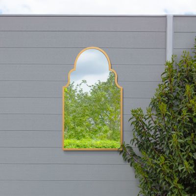 The Arcus - Gold Metal Framed Arched Garden Wall Mirror 41"x 24" (104CM X 61CM)