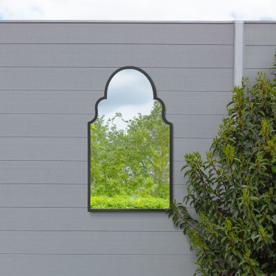 The Arcus - Black Metal Framed Arched Garden Wall Mirror 41"x 24" (104CM X 61CM)