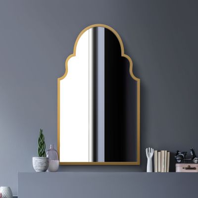 The Arcus - Gold Metal Framed Arched Wall Mirror 41" X 24" (104CM X 61CM)