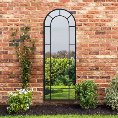 The Arcus - Black Framed Arched Leaner Garden Wall Mirror 67" X 24" (170CM X 60CM)