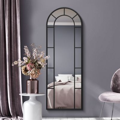 The Arcus - Black Framed Arched Leaner/Wall Mirror 67" X 24" (170CM X 60CM)