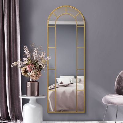 The Arcus - Gold Framed Arched Leaner/Wall Mirror 67" X 24" (170CM X 60CM)