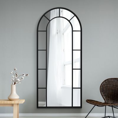 The Arcus - Black Framed Arched Leaner/Wall Mirror 75" X 33" (190CM X 85CM)