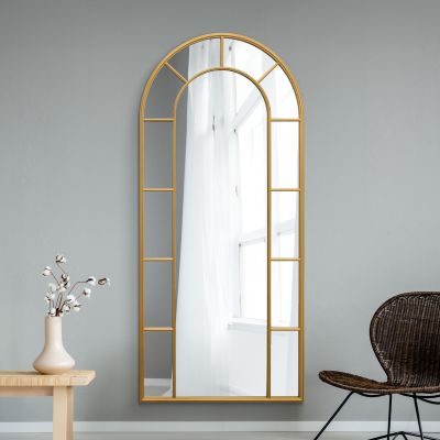 The Arcus - Gold Framed Arched Leaner/Wall Mirror 75" X 33" (190CM X 85CM)