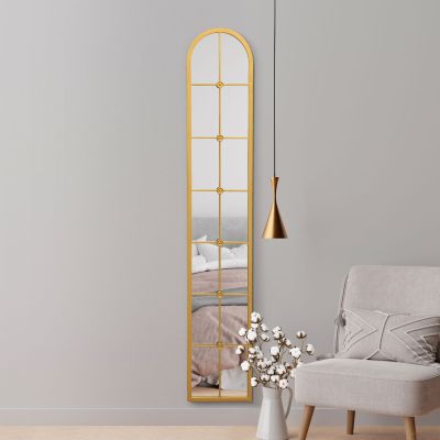 The Arcus - Gold Framed Arched Leaner Wall Mirror 67" X 12" (170CM X 30CM)