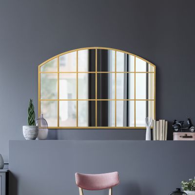 The Arcus - Gold Framed Arched Wall Over Mantle Mirror 43" X 29" (110CM X 75CM)
