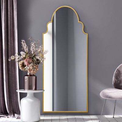 The Arcus - Gold Framed Arched Leaner/Wall Mirror 79" X 33" (200CM X 85CM)