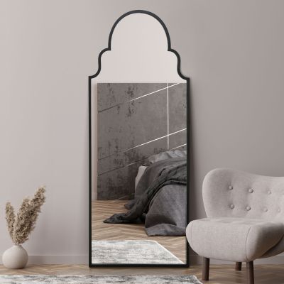 The Arcus - Black Framed Arched Leaner/Wall Mirror 71" X 28 (180CM X 70CM)
