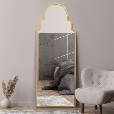 The Arcus - Gold Framed Arched Leaner/Wall Mirror 71" X 28 (180CM X 70CM)