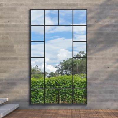 The Genestra - Black Modern Wall & Leaner Garden Mirror 79"x 47" 200x120cm