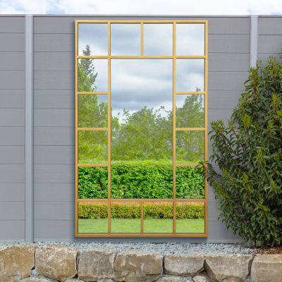 The Genestra - Gold Modern Wall & Leaner Garden Mirror 71"x 43" 180x110cm