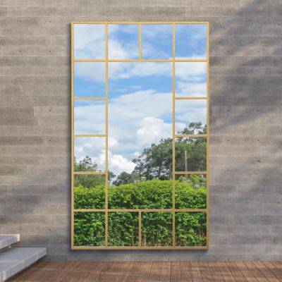 The Genestra - Gold Modern Wall & Leaner Garden Mirror 79"x 47" 200x120cm