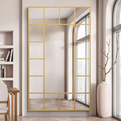 The Fenestra - Gold Modern Wall and Leaner Mirror 79" X 47" (200 x 120CM)