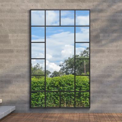 The Genestra - Black Modern Wall & Leaner Garden Mirror 71"x 43" 180x110cm