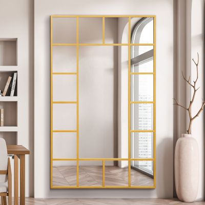 The Fenestra - Gold Modern Wall and Leaner Mirror 71" X 43" (180 x 110CM)
