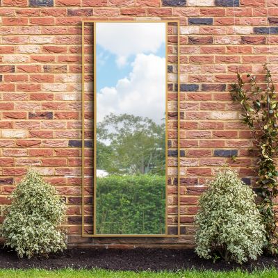 The Genestra - Gold Modern Wall & Leaner Garden Mirror 79"x 35" 200x90cm