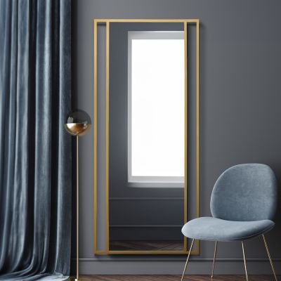 The Fenestra - Gold Modern Wall and Leaner Mirror 71" X 31" (180 x 80CM)