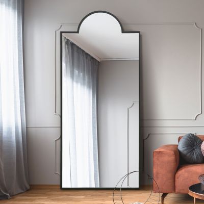 The Fenestra - Black Modern Wall and Leaner Mirror 75" X 33" (190 x 85CM)